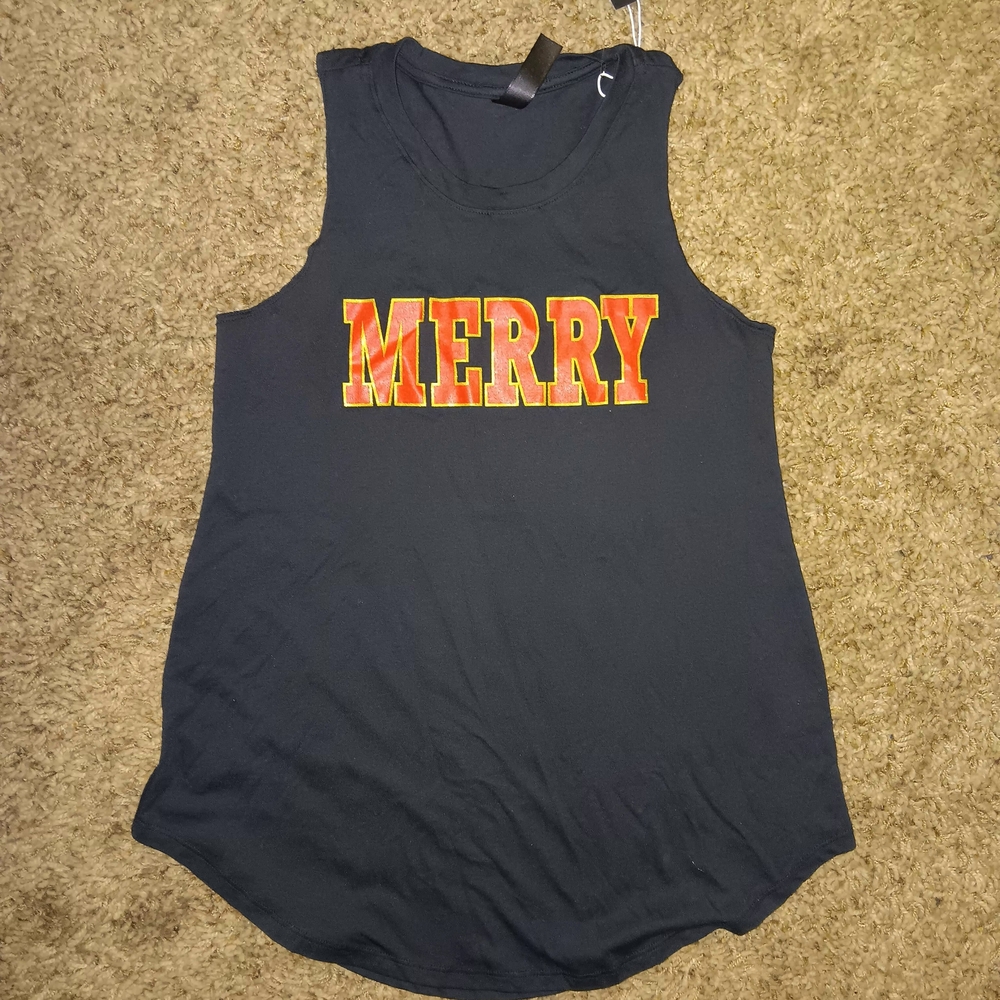 Made By INTERVAL Black 'Merry' Graphic Tank Top For Wantable NWT